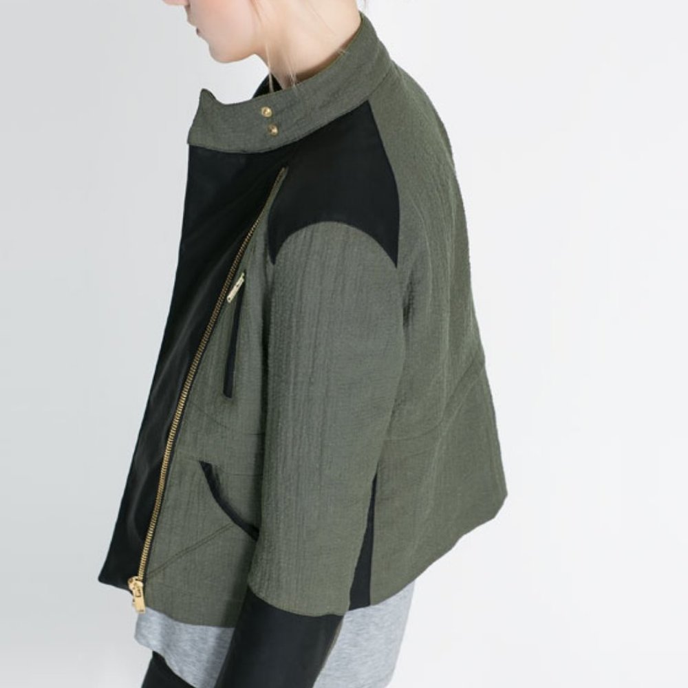 🎉HP🎉ZARA QUILTED CROSSOVER JACKET Military Parka - Picture 3 of 10